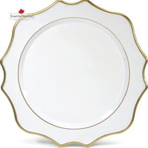 Modern Charger Plate - White w/Gold Trim